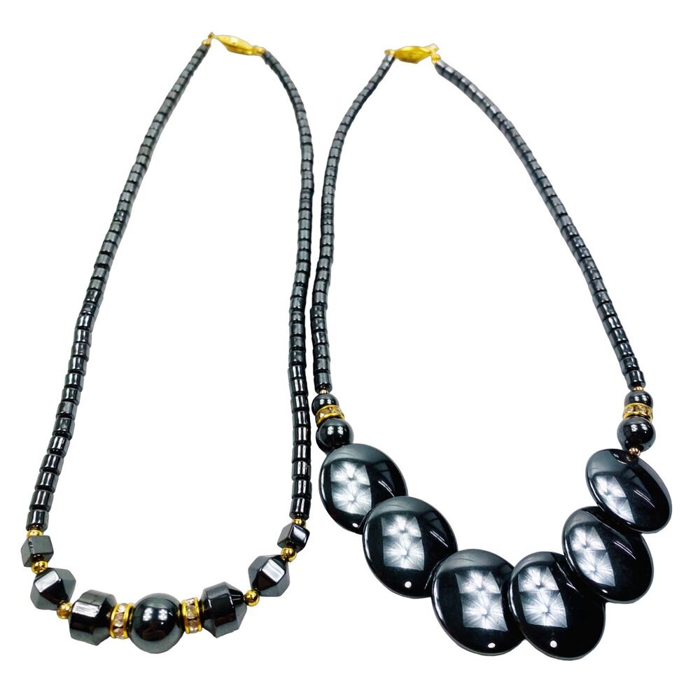 Fashion Charcoal Gold Beaded Set B Necklaces Lot of 2